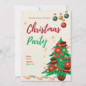 かわいいイラストのクリスマスパーティ招待状 シーズンカード (正面)