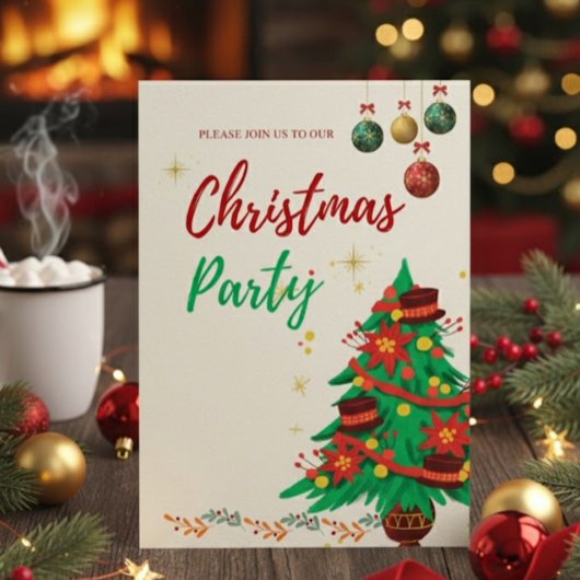 かわいいイラストのクリスマスパーティ招待状 シーズンカード