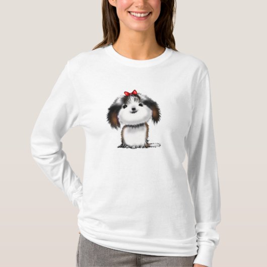 かわいいイラストのシーズー子犬 Tシャツ (正面)
