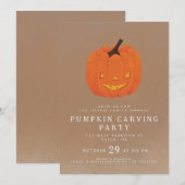 かわいいイラストのハロウィンのかぼちゃのデザイン 招待状 (正面/裏面)