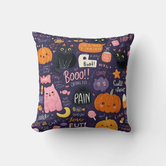 かわいいイラストのハロウィンピロー クッション (正面)