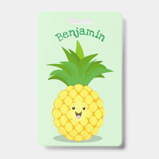 かわいいイラストのパイナップル バッジ (正面)