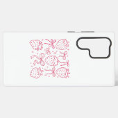 かわいいイラストのピンクのイチゴのリボン SAMSUNG GALAXYケース (裏面横)