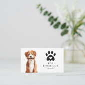 かわいいイラストのペット犬の散歩代行者シッターQRコード 名刺 (スタンド正面)