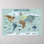 かわいいイラストの世界地図 子ども用 ポスター (正面)