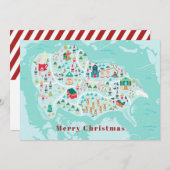 かわいいイラストの北極の村の地図 ホリデーシーズン シーズンカード (正面/裏面)