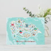 かわいいイラストの北極村マップ ホリデー シーズンカード (スタンド正面)