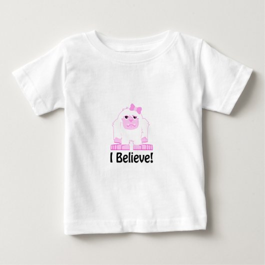 かわいいイラストの少女イエティを信じる ベビーTシャツ (正面)