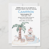 かわいいイラストの海賊パーティー 招待状 (正面)