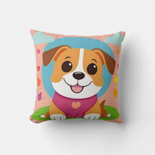 かわいいイラストの犬でお部屋を居心地よく クッション (正面)
