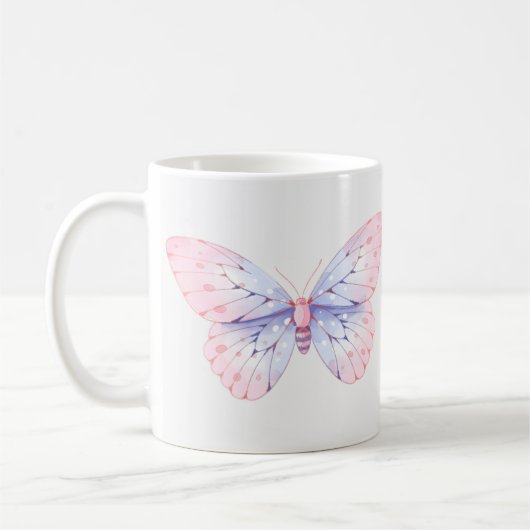 かわいいイラストの蝶 コーヒーマグカップ (左)