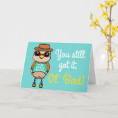 かわいいイラストの鳥の誕生日 カード (黄色い花)