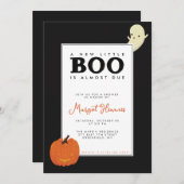 かわいいイラストの リトルブー おばけとカボチャの赤ちゃん 招待状 (正面/裏面)