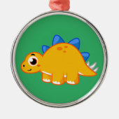 かわいいイラストレーションのステゴサウルス。 メタルオーナメント (正面)
