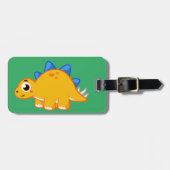 かわいいイラストレーションのステゴサウルス。 ラゲッジタグ (正面横)