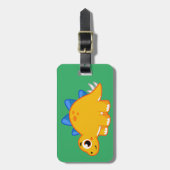 かわいいイラストレーションのステゴサウルス。 ラゲッジタグ (正面縦)