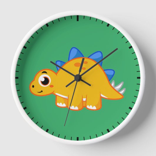かわいいイラストレーションのステゴサウルス。 壁時計 (正面)
