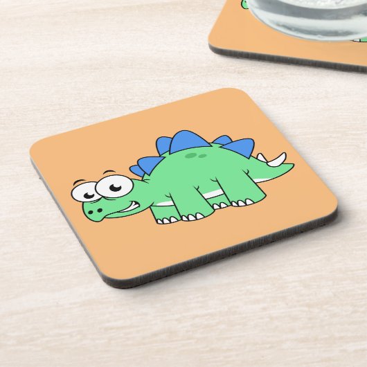 かわいいイラストレーションのステゴサウルス。2 コースター (左側)