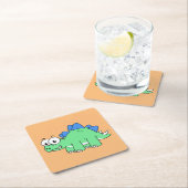 かわいいイラストレーションのステゴサウルス。2 スクエアペーパーコースター (インサイチュ)