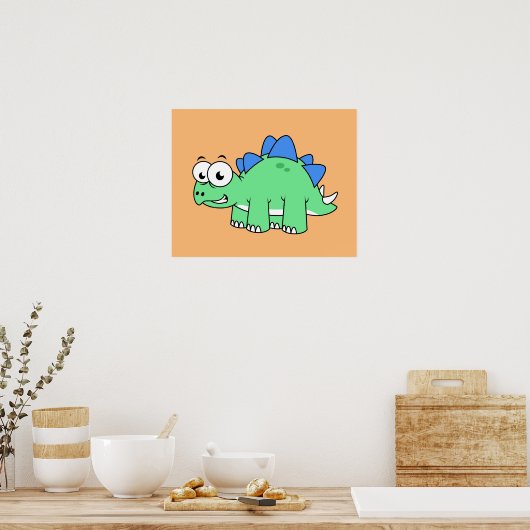 かわいいイラストレーションのステゴサウルス。2 ポスター (キッチン)
