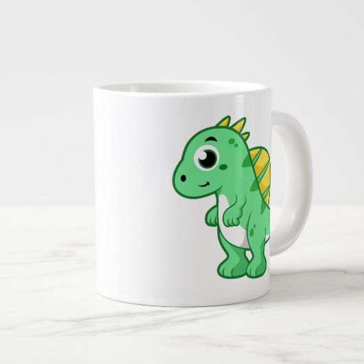 かわいいイラストレーションのスピノサウルス。 ジャンボコーヒーマグカップ (正面右)