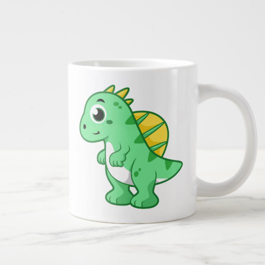 かわいいイラストレーションのスピノサウルス。 ジャンボコーヒーマグカップ (右)
