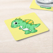 かわいいイラストレーションのスピノサウルス。 スクエアペーパーコースター (アングル)