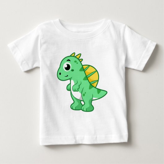 かわいいイラストレーションのスピノサウルス。 ベビーTシャツ (正面)