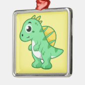 かわいいイラストレーションのスピノサウルス。 メタルオーナメント (左)