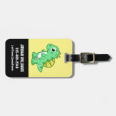 かわいいイラストレーションのスピノサウルス。 ラゲッジタグ (正面横)