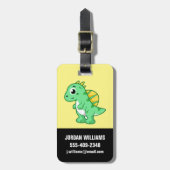 かわいいイラストレーションのスピノサウルス。 ラゲッジタグ (正面縦)
