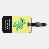 かわいいイラストレーションのスピノサウルス。 ラゲッジタグ (裏面横)