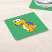 かわいいイラストレーションのスピノサウルス。2 スクエアペーパーコースター (アングル)
