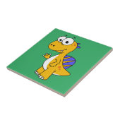 かわいいイラストレーションのスピノサウルス。2 タイル (側面)