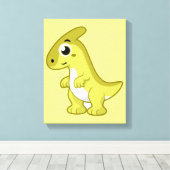 かわいいイラストレーションのパラショロフォス恐竜。 キャンバスプリント (インサイチュ (ウッドフロア))