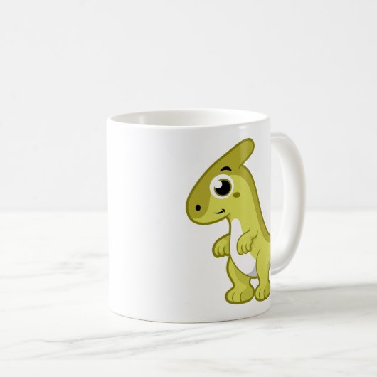 かわいいイラストレーションのパラショロフォス恐竜。 コーヒーマグカップ (正面右)