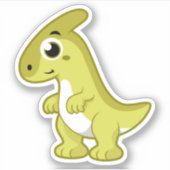かわいいイラストレーションのパラショロフォス恐竜。 シール (正面)