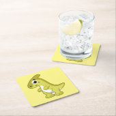 かわいいイラストレーションのパラショロフォス恐竜。 スクエアペーパーコースター (インサイチュ)