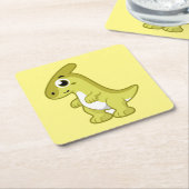 かわいいイラストレーションのパラショロフォス恐竜。 スクエアペーパーコースター (アングル)