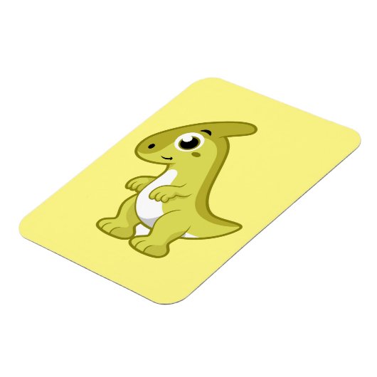 かわいいイラストレーションのパラショロフォス恐竜。 マグネット (左側)