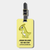 かわいいイラストレーションのパラショロフォス恐竜。 ラゲッジタグ (正面縦)
