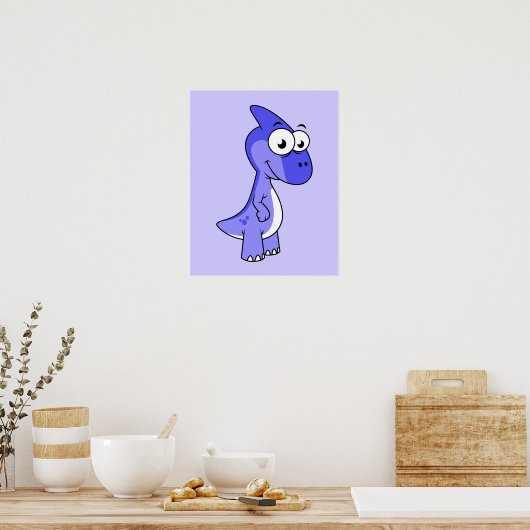 かわいいイラストレーションのパラショロフォス恐竜。2 ポスター (キッチン)