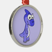 かわいいイラストレーションのパラショロフォス恐竜。2 メタルオーナメント (右)