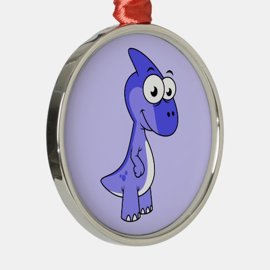 かわいいイラストレーションのパラショロフォス恐竜。2 メタルオーナメント (右)