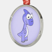 かわいいイラストレーションのパラショロフォス恐竜。2 メタルオーナメント (左)