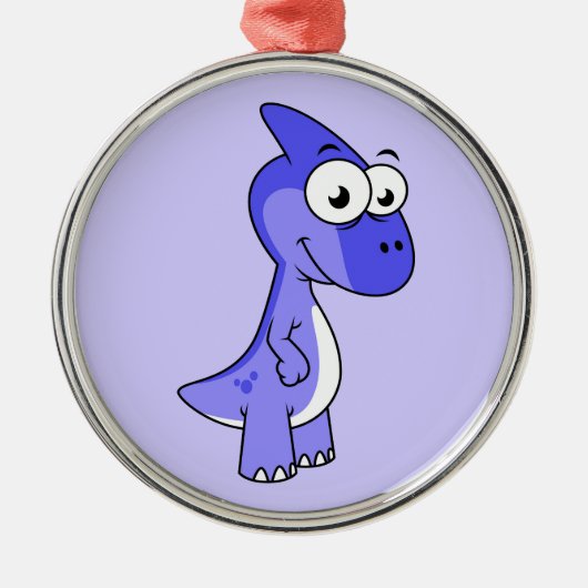 かわいいイラストレーションのパラショロフォス恐竜。2 メタルオーナメント (正面)