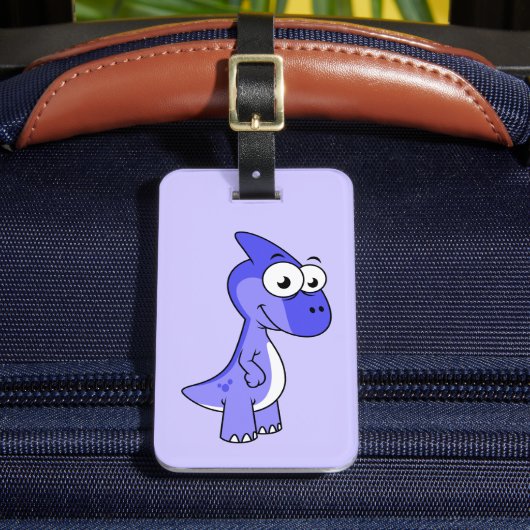 かわいいイラストレーションのパラショロフォス恐竜。2 ラゲッジタグ (正面インサイチュ2)