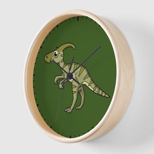かわいいイラストレーションのパラショロフォス恐竜。3 壁時計 (傾斜)