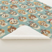 かわいいイラストレーションの帽子の犬 シェルパブランケット (3/4)