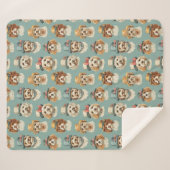 かわいいイラストレーションの帽子の犬 シェルパブランケット (正面(横))